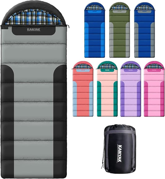 Cotton Flannel Liner Sleeping Bag for Adults Teens Kids, Cold Weather &Warm, 3 Seasons, Lightweight Compact Camping Essentials Equipment, Hiking, Outdoor, Travel