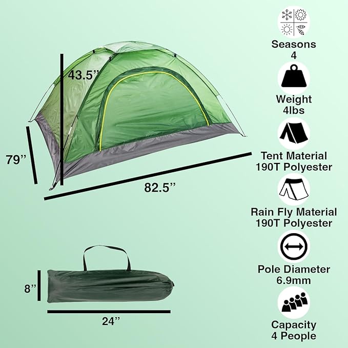 10 Pack Bulk 4 Person Tents for Homeless, Scouts, Camping, Backpacking | Waterproof Lightweight Easy Pop Up Setup 3-4 Person Tent