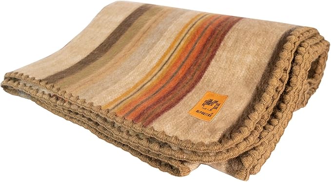 Alpaca Wool Blanket - Throw Size Bed Blanket - Best Gift & Warm Throw, Lightweight, Couch or Camp- Outdoor - 64 x 45 inches (Brown 2)