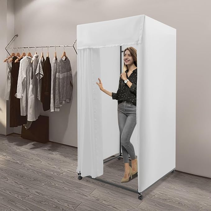 Clothing Store Fitting Room, Dressing Room, Removable Portable Changing Room Tent, Fitting Room for Boutique, Privacy Dressing Room for Indoor Outdoor House Office Shopping Mall (Rectangular-White-B)