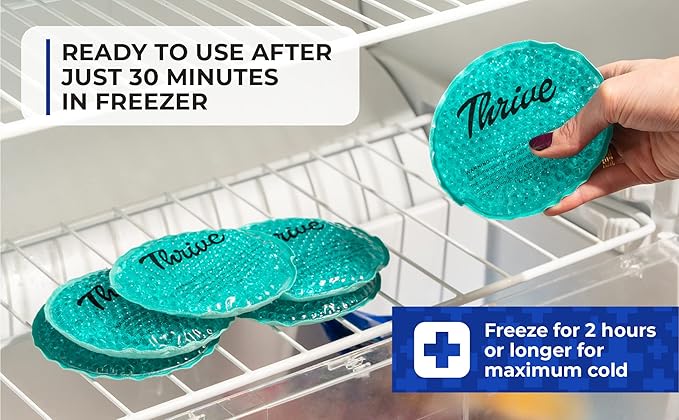 Thrive Round Hot & Cold Ice Packs (6 Pack) – FSA HSA Approved - Reusable Gel Bead Ice Pack w/Cloth Backing – Cold Packs for Injuries, Tired Eyes, Sinus Relief (Mint)
