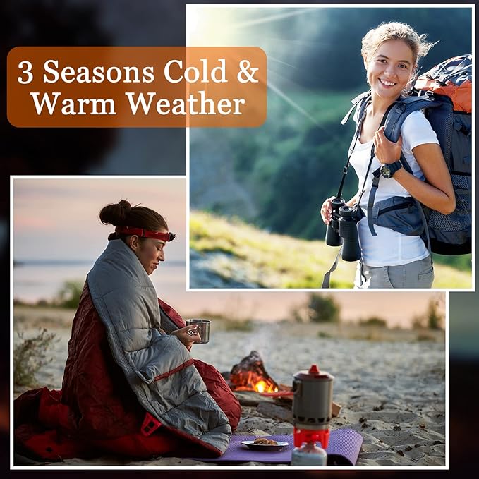 Macarrie 10 Pcs 0 Degree Camping Sleeping Bags Bulk for Adults Cold Weather 4 Season Warm Sleeping Bag with Compression Sack for Homeless Donation Shelter Emergency Hiking