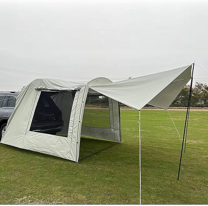 Car Awning Sun Shelter Camping SUV Rear Tent, Portable Waterproof Roof Top Tent Car Canopy with Mosquito Net for SUV Minivan Hatchback Camping Outdoor Travel