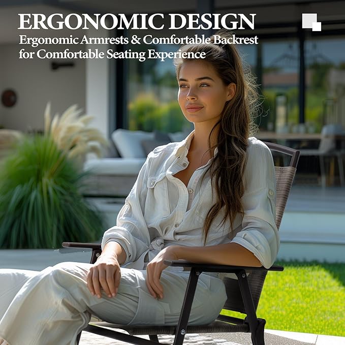 Crestlive Products Patio Folding Chairs Set of 6, Outdoor Folding Chairs with Durable Rust-Resistant Frame and Breathable Textilene Material for Outside, Beige
