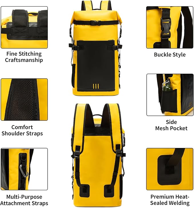 Waterproof Dry Bag,Heavy Duty Hiking Backpack Roll-Top Closure Bag for Kayaking, Hiking, Camping, Boating- Men/Women ﻿