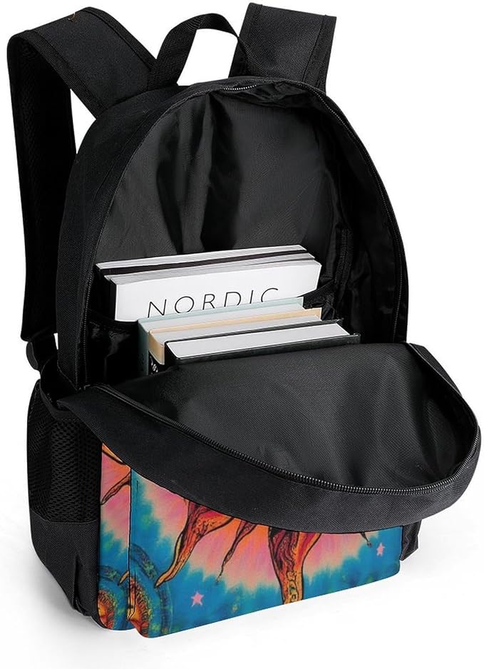 Daypack Polyester Anti-Theft Multipurpose Sun And Moon Art Bookbag Big Capacity Gym Outdoor Hiking Backpack With Adjustable Shoulder Straps