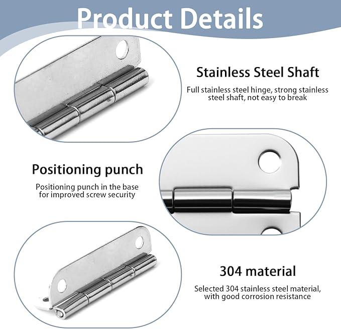 3 Pack 2.5 Inch Round Corner Stainless Steel Cooler Hinges, Replacement Compatible with Igloo Style Coolers, Parts, Also Hinges, Set with Screws Included