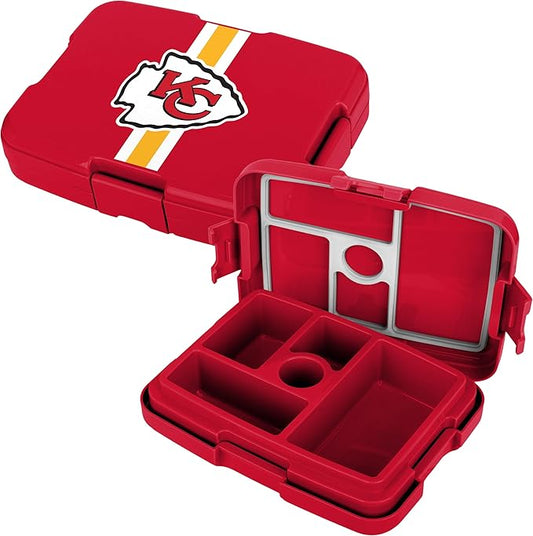 FOCO NFL Unisex-Adult Officially Licensed Team Color Stripe Primary Logo Football Leak Proof 5 Compartment Bento Lunch Box - Kansas City Chiefs