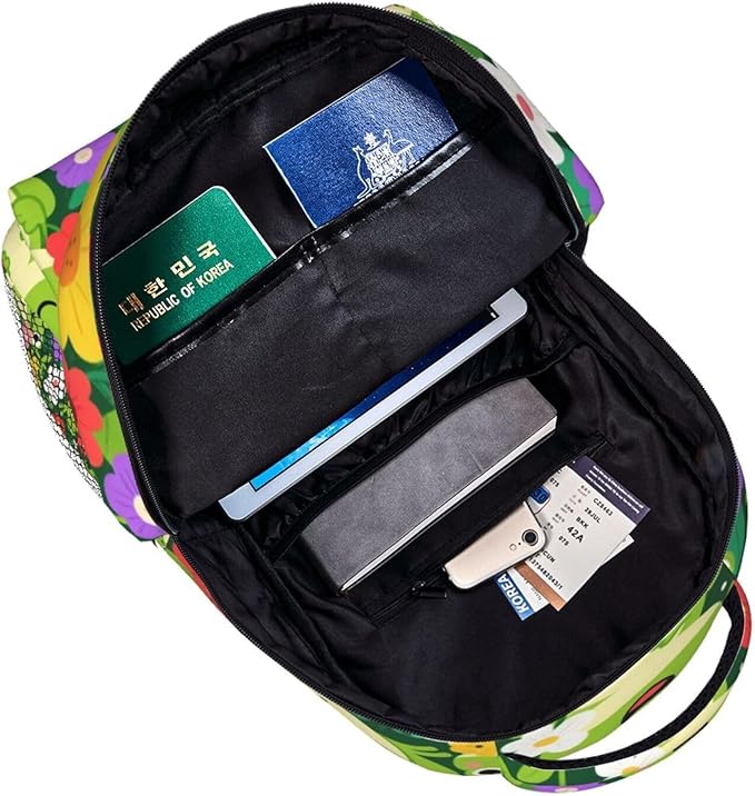 Polyester Daypack for Hiking Work Running, Big Capacity Anti-Theft Multipurpose Shoulder Bag, Frogs Green Colorful Travel and Sport Backpack Rucksack