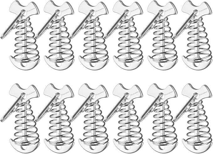 Deck Anchors XINCAMPING 12pcs Aluminum Tent Pegs for Wooden Decks, Windproof Rope Tighteners & Adjusters for Tents, Canopies, Camping Furniture Silver