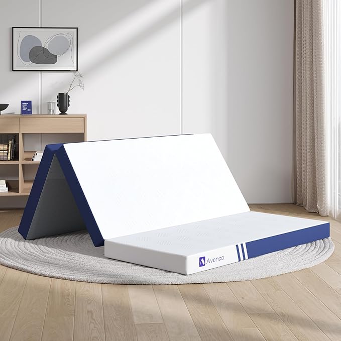 Avenco Foldable Mattress Queen, Folding Mattress 4 Inch Memory Foam, Trifold Mattress Portable with Removable Cover & Detachable for Guest Room/Caravan/Camping/Travel, Queen Size 80"x60"x4"