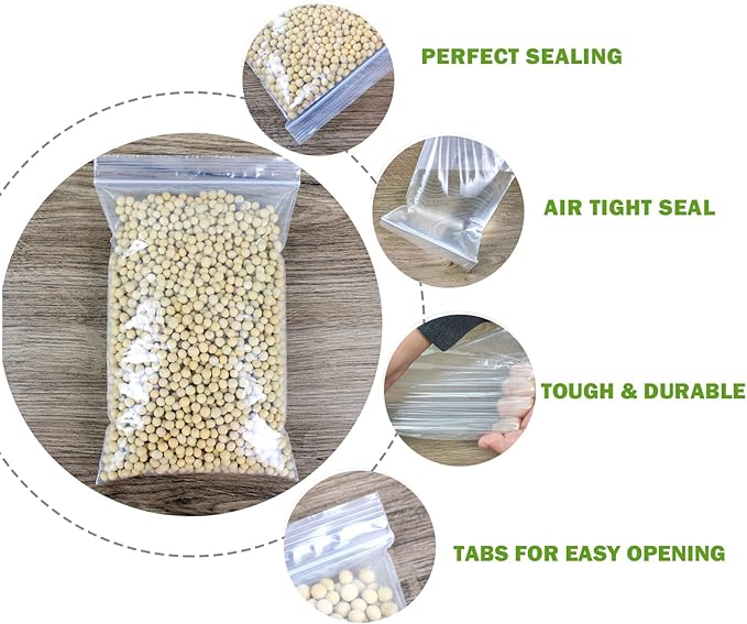 24/7 Bags - 10” X 12” (200 Count)2 Mil Clear Reclosable Zip Plastic Poly Bags with Resealable Lock Zipper Food Grade