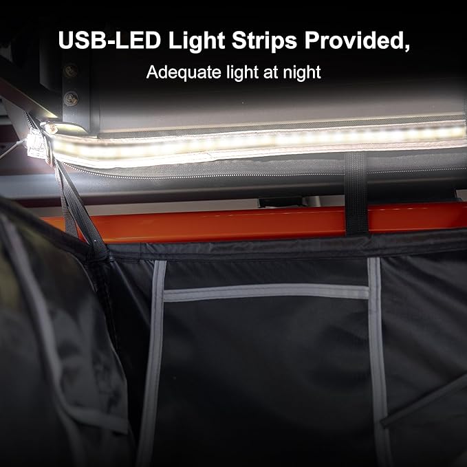 Naturnest Shower Awning, Car Camping Shower with Led Light, Roof, and Floor Mat, Portable Privacy Car Side Tents as Camping Bathroom, Restroom, Toilet