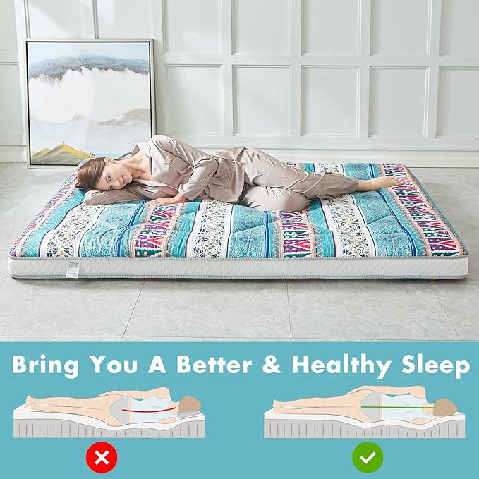 Japanese Floor Mattress Futon - Thicken & Foldable Roll Up Camping & Bohemia Twin