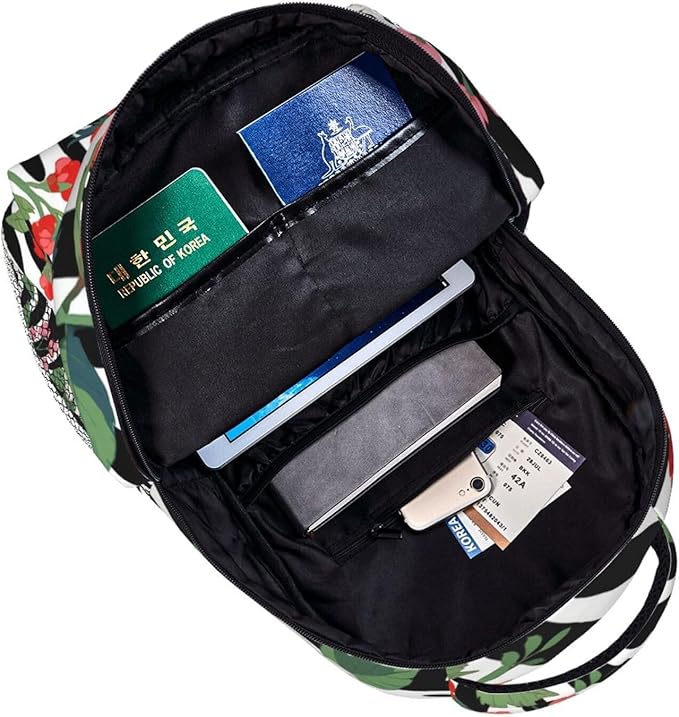 Polyester Daypack Backpack for Trekking Picnic Walking Cycling, Large Capacity Anti-Theft Multipurpose Shoulder Bag, Cheetah Leopard Print Floral Pattern White Casual Daypack