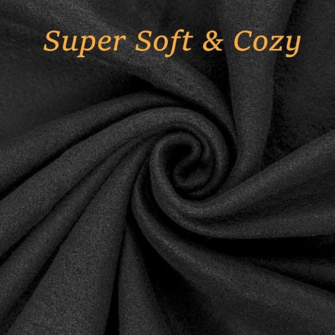 CAI TENG Fleece Throw Blankets Lightweight Warm for Soft Cozy Pet-Friendly Bulk Fleece Blanket Solid for Home, Bed, Sofa, Dorm, Office, Gifts, Outdoor (Black, Pack of 6-50 x 60 inch)