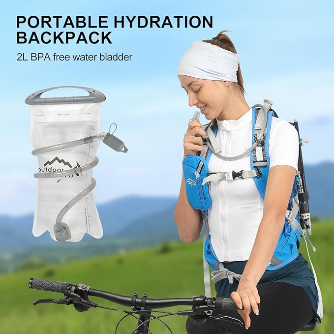 IX INOXTO 20L Hydration Backpack, Waterproof Hiking Internal Frame Backpacks with 2L Hydration Water Bladder and Rain Cover for Men, Lightweight Travel Daypack for Cycling,Camping,Ski (blue)