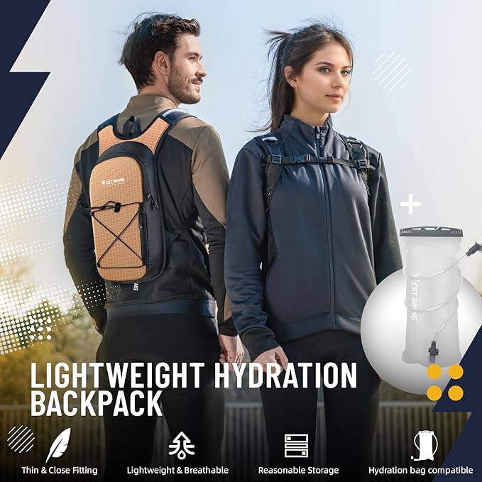 Hydration Backpack with 2L TPU Water Bladder, Lightweight Hiking Water Backpack, Running Hydration Pack for Cycling Climbing Camping Rave, Hydropack for Men Women