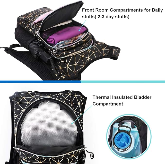 Hydration Backpack Pack, Water Backpack 20L Capacities Included 2L Hydration Bladder, Festival Essential - Rave Hydration Pack Hydropack Hydro for Hiking, Festival Gear
