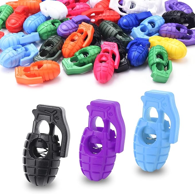 50Pcs Assorted Color Plastic Spring Cord Lock for Shoelaces, Cord Stop Toggle Stoppers for Drawstring, Paracord Clip, Glove Elastic String Lock