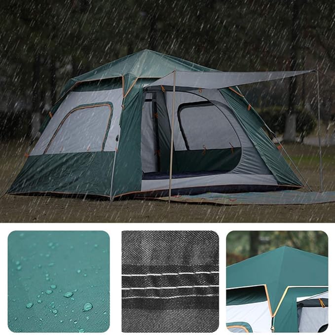 GeRRiT Full Waterproof Holiday Family Tent for 3-4 Persons, Pop Up Tent Waterproof Sun Shade Anti UV for Beach/Hiking/Backpacking/Fishing Instant 4 Season Sun Shelter, Orange