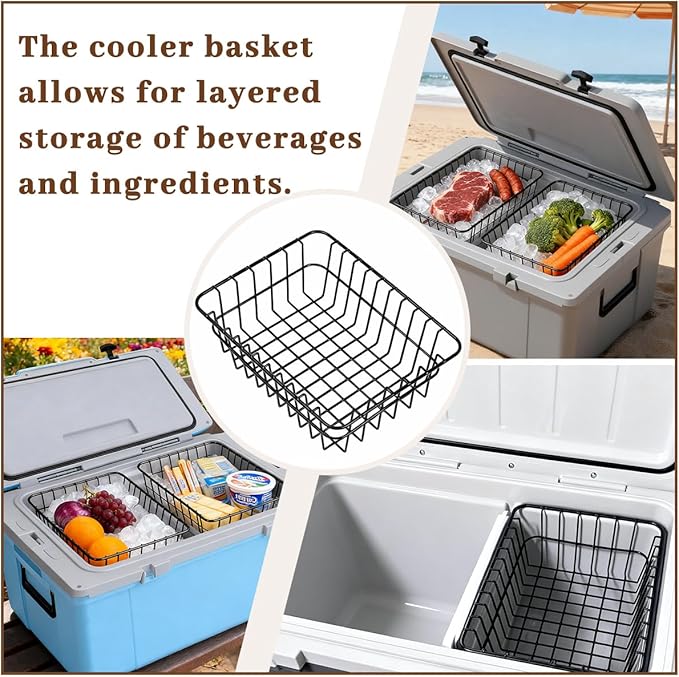 2 Pack Cooler Basket with 52&72QT Ultra Light Coolers, 54 Qt Belted Coolers, Cooler Accessories etc Easy to Install Can Store Dry Foods and Fruits.