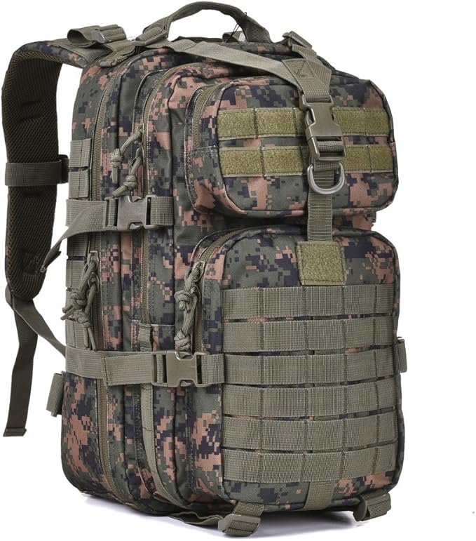 REEBOW GEAR Military Tactical Backpack for Men Large 34L Army 3 Day Assault Pack Molle Bag Backpacks (34L, Woodland Camouflage)