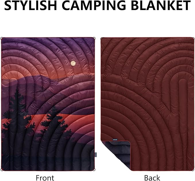 Camping Blanket,Lightweight Puffy Printed Camping Blanket Packable Outdoor Blanket for Camping,Traveling, Stadium, Hiking, Picnics