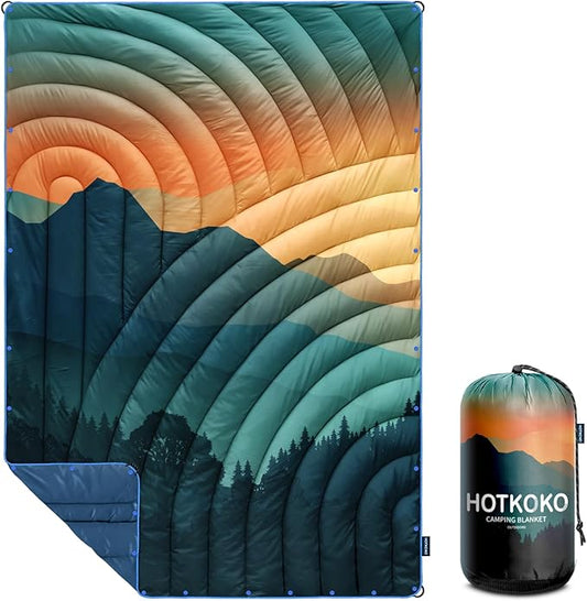 Camping Blanket,Lightweight Puffy Printed Camping Blanket Packable Outdoor Blanket for Camping,Traveling, Stadium, Hiking, Picnics