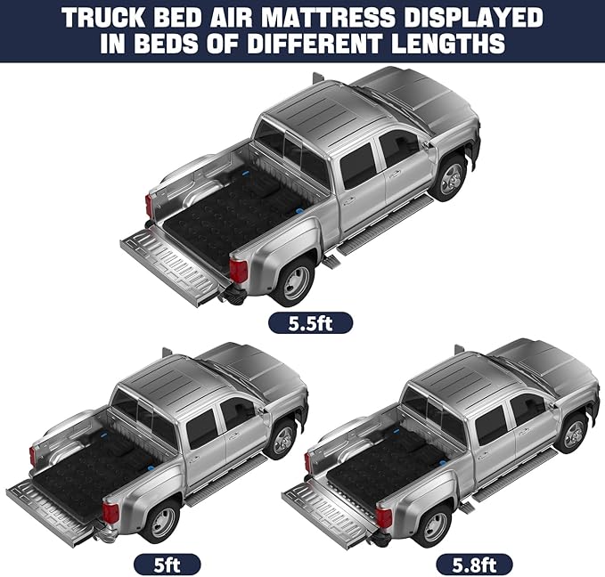 Umbrauto Truck Air Mattress for 5.5-5.8ft Full Size Truck Bed, Inflatable Pickup Airbed with Wireless Rechargeable Pump for Outdoor Travel