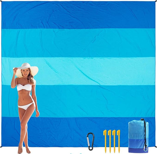 Beach Blanket, Sandproof Beach Mat, Waterproof Quick Drying Lightweight Outdoor Aztec Picnic Mat 79" X 83"/120"x108" for 2-8 Adults for Travel, Camping, Hiking
