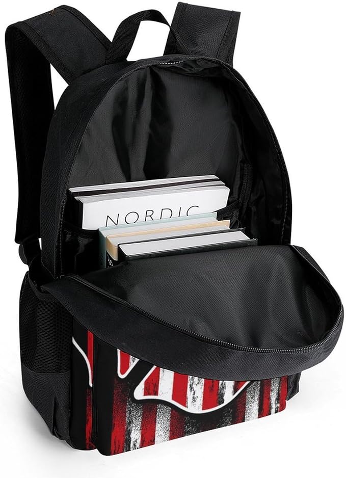 Rucksack Multipurpose Anti-Theft Big Capacity Shoulder Bag, Fireman Flag American Firefighter Travel Hiking Camping Rucksack With Side Pockets