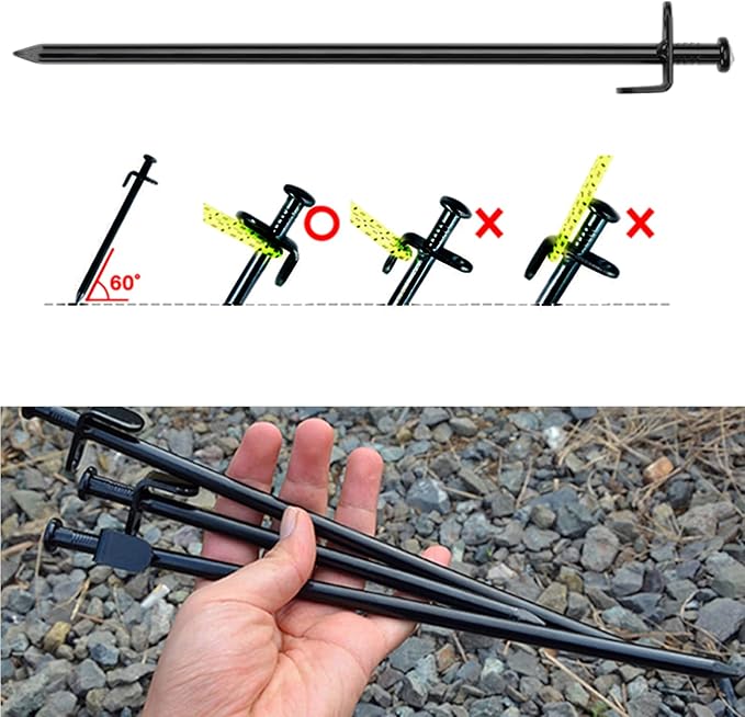 Tent Stakes,Heavy Duty Stakes,Metal Tent Stakes,12 inchs 30cm Steel Ground Stakes Heavy Duty Durable Outdoor Camping Tent Trampoline Canopy Pop Up 4pcs