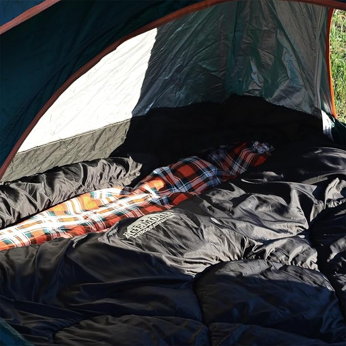 AGEMORE Cotton Flannel Double Sleeping Bags for Adults, Cold Weather Waterproof Queen Size Sleeping Bag, 2 Person Double Wide Warm Sleeping Bag for Family or Couples Outdoor Camping or RV Traveling