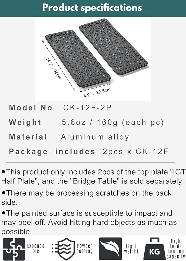 camping moon IGT Top Board Bridge Table Laser Top Board Half 2pcs Black CK-12F-2P