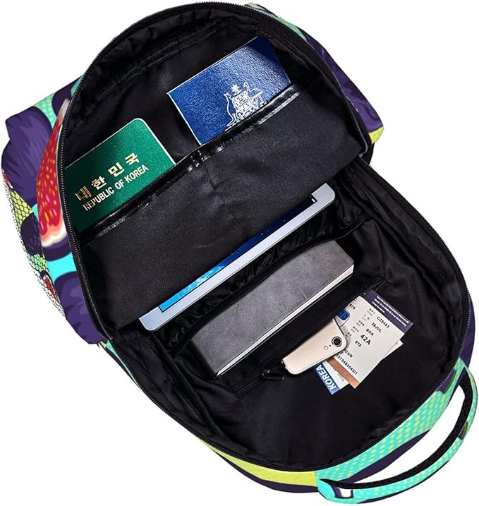 Backpack Anti-Theft Multipurpose Large Capacity Carry On Bag, Fig Fruits Exotic Ornament Art Camping Outdoor Backpack With Side Pockets