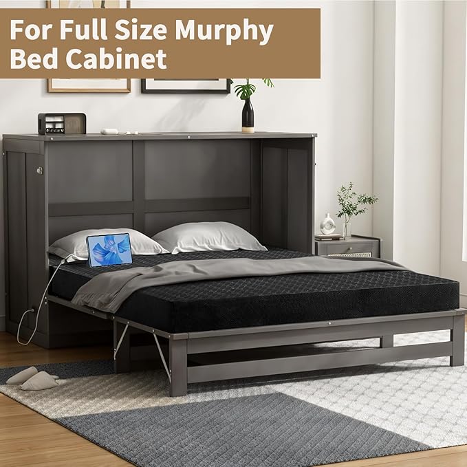 CYMULA Folding Mattress Full Size, 6 inch Memory Foam Tri Portable Murphy Bed and Futon, Full Topper with Breathable & Washable Cover, Foldable Floor Mattress for RV，Guest Beds，Black (52"×73"×6")