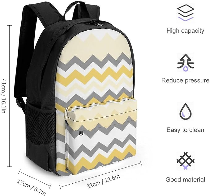 Lightweight Backpack for Gym Travel Bicycle, Big Capacity Multipurpose Anti-Theft Carry On Bag, Yellow Grey Gray Travel Hiking Bag Day Pack