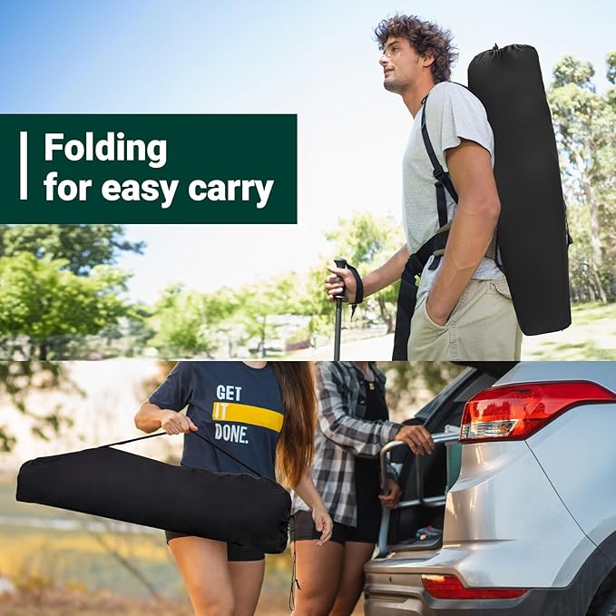 Outvita 2 Pack Folding Camping Chair with Foot Rest, Lightweight Camping Chairs for Adults, Portable Lawn Chair with Carrying Bag for Fishing, Hiking, Picnic, Beach, Sports, Supports Up to 220 Lbs
