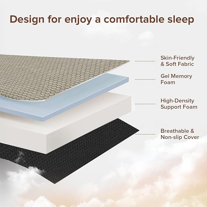 Memory Foam Trifold Mattress - King Portable Floor Bed 6 Inch, Foldable Mat with Washable Cover, Handle & Non-Slip Bottom, for RV, Travel, Camping, Yoga, 80"x76"x6"