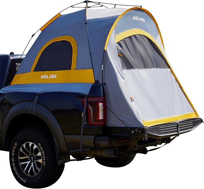 Golabs Truck Bed Tent for 5-6 Ft Bed, 8-Minute Easy Setup by Pre-Assembled Design, Waterproof PU2000mm, 2-Person Portable with Extra Rainfly Cover for Camping & Outdoor, Includes Storage Bag