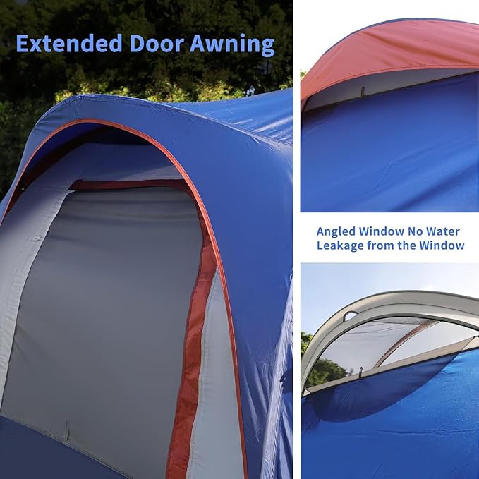 CAMPROS CP Camping Tent 10 Person Family Cabin Tent, 2 Room Water Resistant Waterproof Tent with Top Rainfly, 4 Large Mesh Windows, Double Layer, Easy Set Up, Portable with Carry Bag, 16ft x 9ft x72in