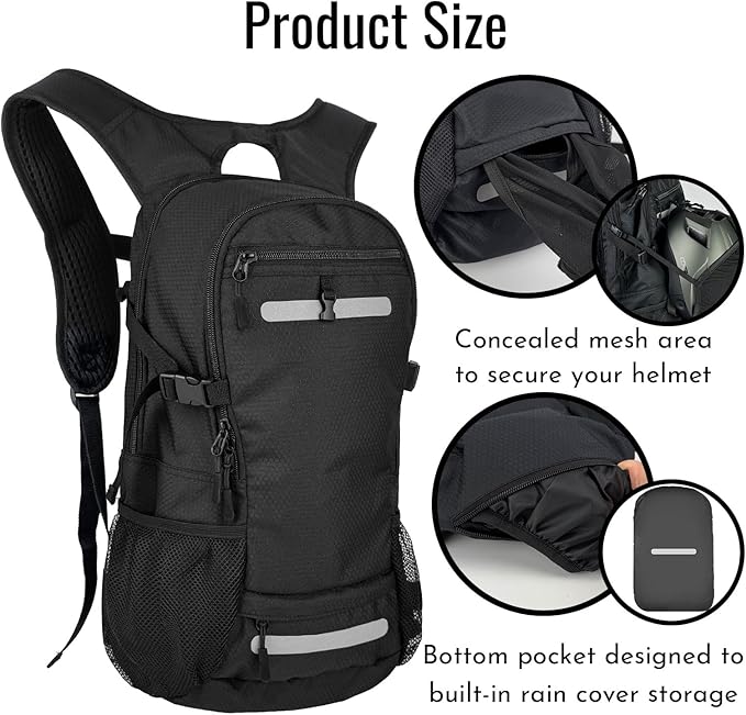 20L Hydration Backpack with 3L Water Bladder Water Backpack for Hiking Hydration Pack Insulated Daypack for Commuting Black
