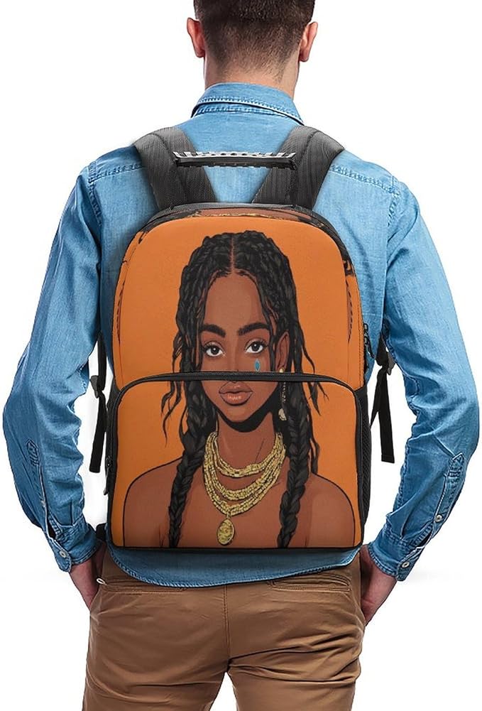 Rucksack Polyester Anti-Theft Multipurpose Cool Dreadlocks Hair Afican Woman Art Carry On Bag Large Capacity Travel and Sport Backpack Rucksack With Smooth Zippers