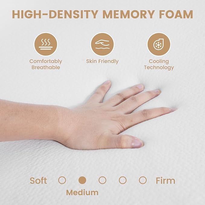 Begonia.K 4 Inch Foldable Memory Foam Sofa Bed Mattress Replacement, Queen Size Pull Out Couch for Sleeper Couch Beds Guest, RV Travel, Camping, 72" L x 59" W x 4" H, Sofa Not Included