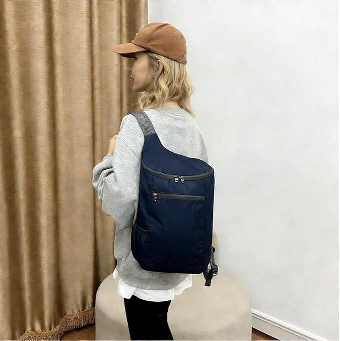 Portable Folding Backpack, Travel Hiking Backpack, Light and Compact, Waterproof and Durable, Super Large Capacity, Outdoor Camping, Travel Storage, Daily Use (Dark Blue)