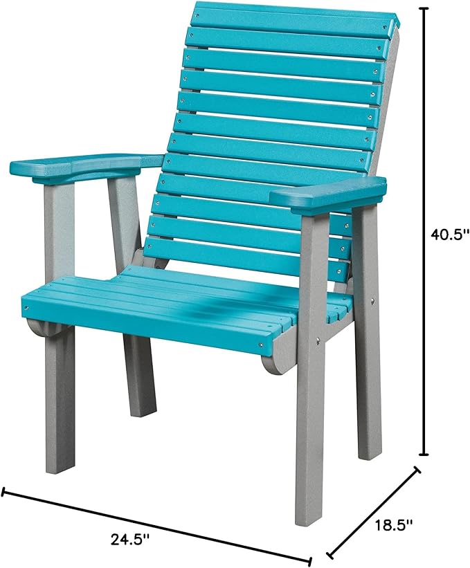 DutchCrafters Modern Horizontal Slat High Back Poly Outdoor Patio Chair (Light Gray and Aruba Blue)