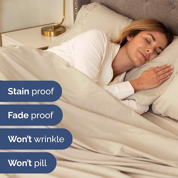 Full XL Bed Sheet - 4 Piece Full XL Bed Sheets Set - Soft, Breathable & Cooling - Hotel Luxury Bedding for Women, Men, Kids, Teens, Boys & Girls - Deep Pockets, Comfy, Fade and Wrinkle Free - Wheat