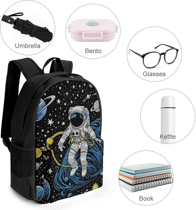 Rucksacks Lightweight Multipurpose Anti-Theft Deep Space Sea Planet Astronaut Art Shoulder Bag Big Capacity Laptop Book Bag Rucksack With Padded Straps