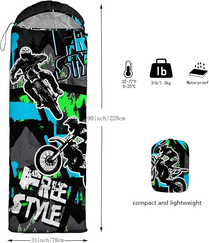 AILONEN Girls Pink Camping Sleeping Bags,Lightweight & Waterproof,3 Season Warm & Cool Weather,Cute Bow Duck Print Sleeping Bags for Kids,Girls,Adults Travelling,Outdoors